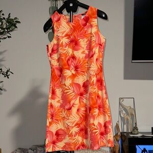 Reitmans Orange and Pink Floral Mini Dress